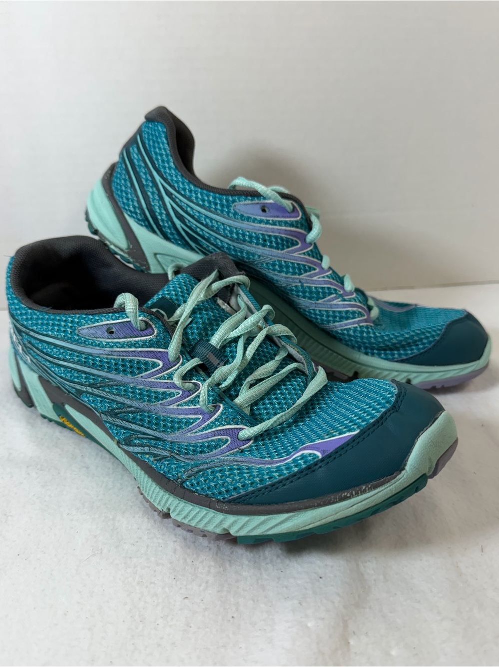Merrell Bare Access Trail Running Shoes Womens Blue Purple Vibram Sole Size 8